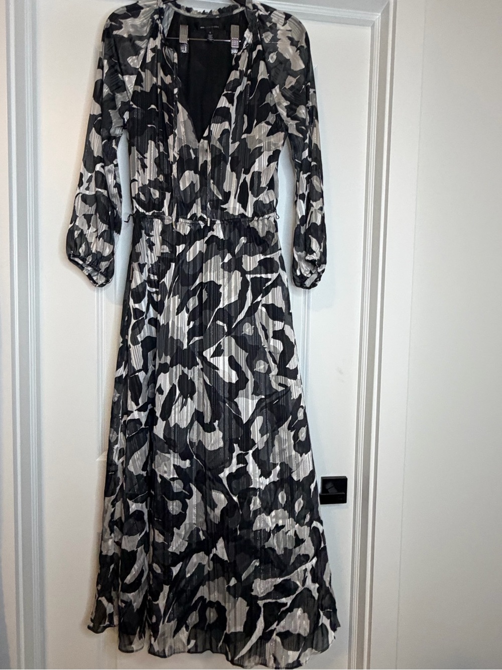 WHBM Chiffon Lurex Floral Maxi Dress Small